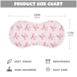 Burbuja Pink Bow Muslin Baby Burp Cloths, Soft & Absorbent Cotton Burping Rags for Newborn Boys & Girls, 4 Pack