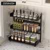 3-Tier Spice Rack Organizer with Knife Holder, Black Metal Counter