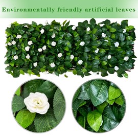 BYBAG Expandable Faux Ivy Fence Privacy Screen for Patio Outdoor Balcony Bedroom Decor,Artificial Leaf Wall Decoration Fencing Panel(Single Sided Leaves) (1, whiteflower)