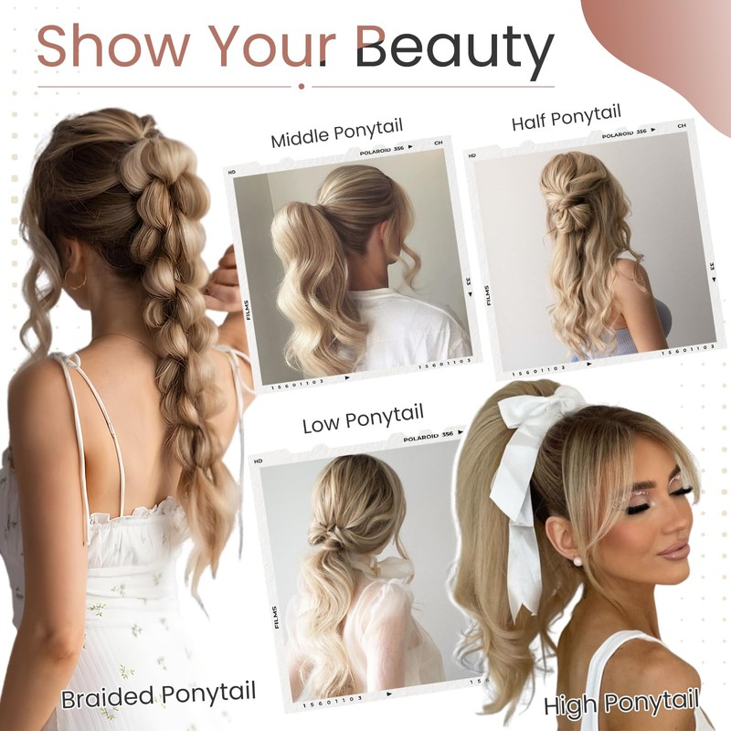 Elailite Human Hair Ponytail Extension Claw on Clip Real Human