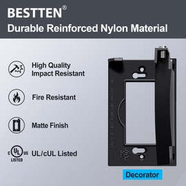 BESTTEN 3 Pack Outdoor Outlet Wall Plate Cover for GFCI and Decorator Receptacle, Weatherproof, Vertical/Horizontal Auto-Closing Lid, H4.65” x W2.87” x D0.71”, UL Listed, Black,