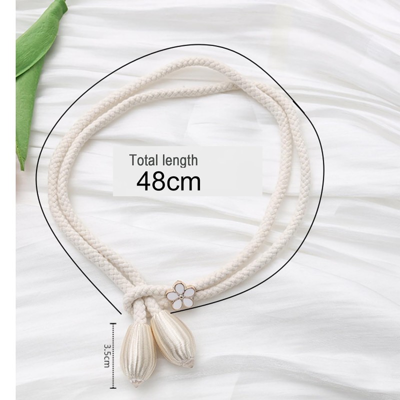 Ousuwo 4Pcs Cotton Rope Curtain Tiebacks, Adjustable Handwoven Curtain Holder
