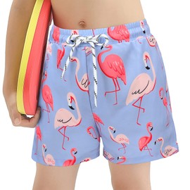 Traje de baño para niños con forro tipo bóxer para niños, forro de compresión para niños, Flamingo, 10-12 Años