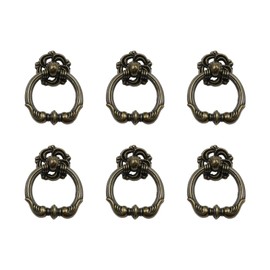 WDONAY 6-Pack Antique Brass Ring Pulls 2.17" in Diameter Oval Cabinet Handle Pull Ring Handles for Cupboard Drawer Dresser
