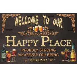 EMOHAT Metal Aluminum Plaque Sign Proudly Serving Whatever You Bring Wall Signs Tin Sign Vintage Wall Plaque Retro Club Pub Bar Background Wall Decoration Metal Poster Home Decor 8x12 Inch