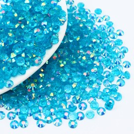 Briskbloom 10000PCS 2mm Resin Flatback Rhinestone, Flatback Jelly Rhinestones for Crafts, Tumblers, Mugs, Bottles, Nails, Loose Bling Diamond Gems Stone, Transparent Peacock Blue AB