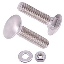 Aoesin 3/8-16 x 3-1/2" (6 Sets) Carriage Bolts Screws with Nuts and Washers Hardware Kits, 304 Stainless Steel 18-8, Round Head Carriage Bolts Sets, Square Neck, Fully Threaded