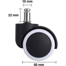 GWHOLE 5PCS Office Chiar Casters Wheels 10mm Pin 50mm Roll Replacement Office Desk Chair Wheels