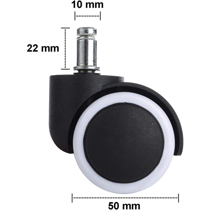 GWHOLE 5PCS Office Chiar Casters Wheels 10mm Pin 50mm Roll