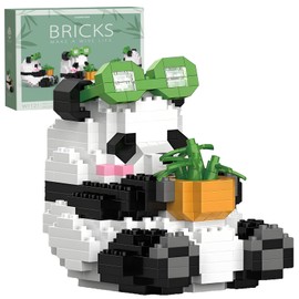 NIFILMTH Mini Panda Building Block, 348 PCS Micro Cute Panda Sets Bear Brick Animals Creative Toy Gift for Daughter Women Adults (Embrace Bamboo)