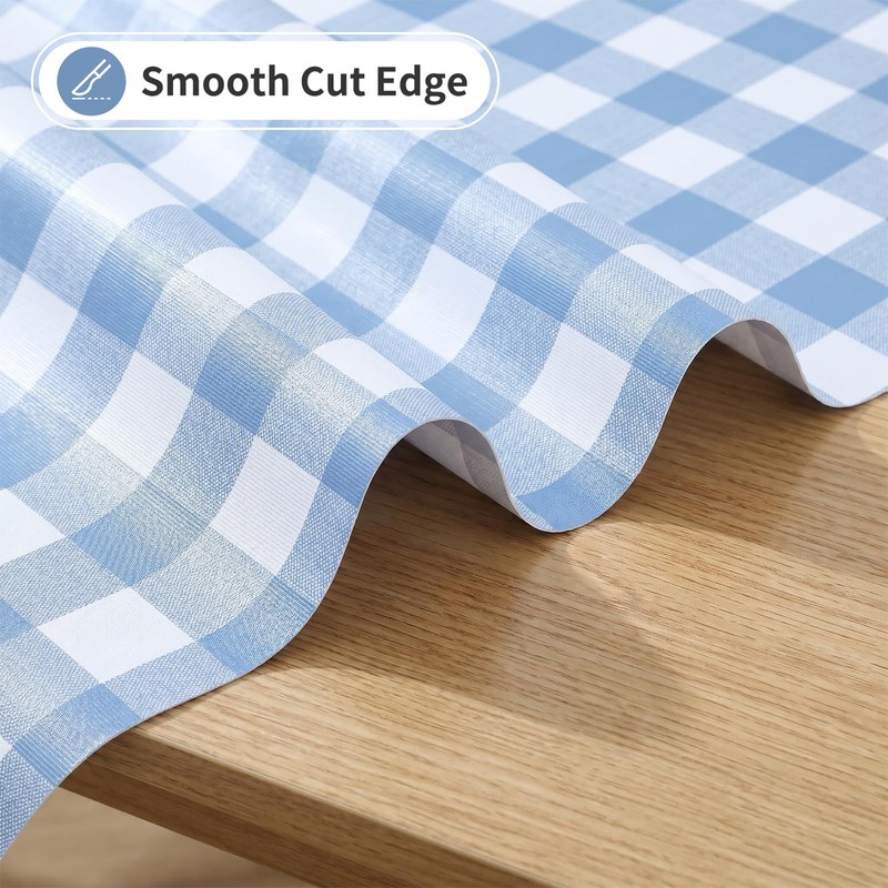 Maymiss 100% Waterproof Gingham Vinyl Tablecloth, Heavy Duty Oil Spill
