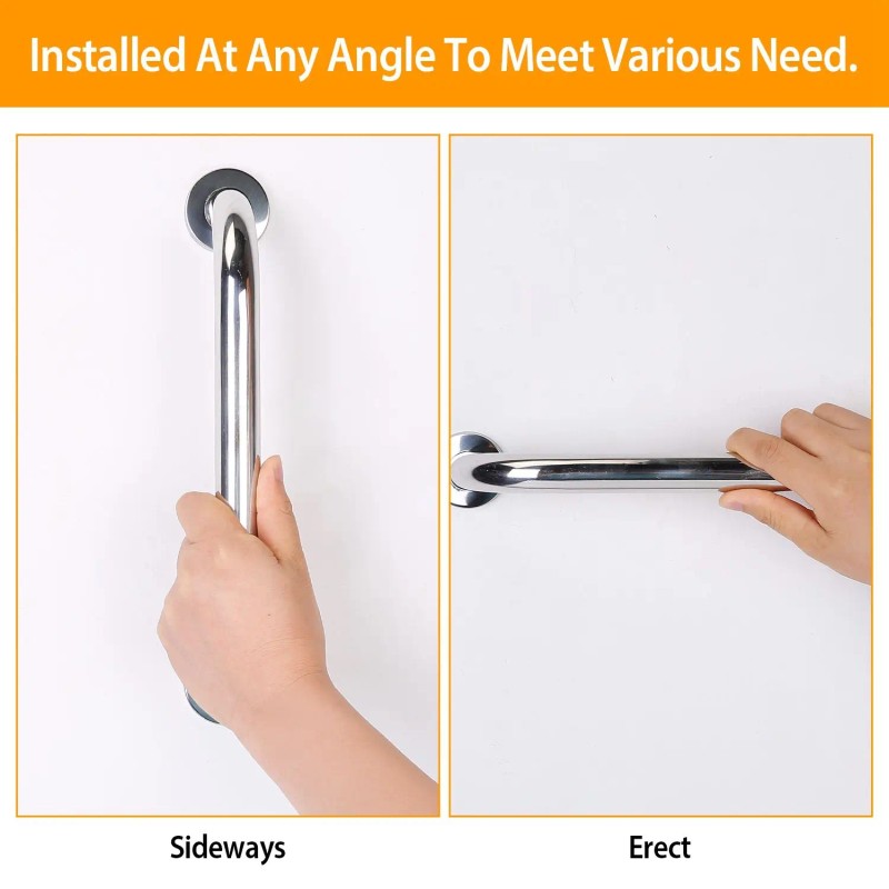 2pcs Sturdy Stainless Steel Bath Grab Bar 220LBS Pull Force