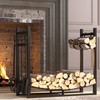Fire Beauty Fireplace Log Rack with Kindling Holder and Firewood