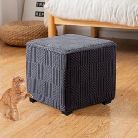 Bifaunvogel Ottoman Cover Square Stretch Foot Stool Ottoman Slipcovers Square Foot Rest Covers Protector with Elastic Band Washable Storage Ottoman Cover S Dark Gray