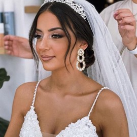 EVER FAITH Vintage Rhinestone Chandelier Earrings Wedding Bridal Crystal Art Deco Hollow Drop Dangle Earrings Clear Silver Tone, Crystal, No Gemstone