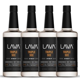 (4-Pack) LAVA Premium Triple Sec Cocktail Syrup, 33.8oz (1-Liter), Made with 100% Sugar, Orange Extract, No Artificial Sweeteners, Flavors, or Colors.