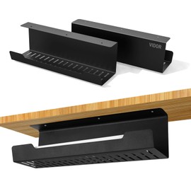 VIDOR Under Desk Cable Management Tray 2-Pack, 17" Cord Organizer, No Drill Alloy Steel, Perfect for Standing Desk and Office Home Wire Management
