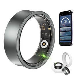 Smart Ring Health Tracker, Smart Ring for Women & Men, Health Ring with Heart Rate, Blood Oxygen, and Sleep Monitoring, Waterproof Fitness Ring with Long Battery Life (Silver Aluminum, 12)