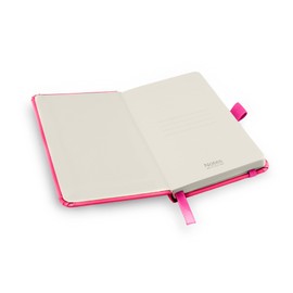 Notes London Eco A6 Notebook with Lined Pages, Pen Loop, Ribbon, Date Marks and Paper Pocket, Pocket Hardback Journal, Note, sustainably sourced paper (Pink)