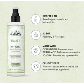 J.R. Watkins Awaken Body Oil Mist, Hydrates Skin, Stimulates and Awakens Senses, Natural Rosemary & Rosewood, 4.8 oz