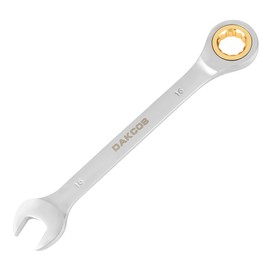 DAKCOS Fixed Head Ratchet Spanner 16mm Ratcheting Combination Wrench Chrome Vanadium Steel