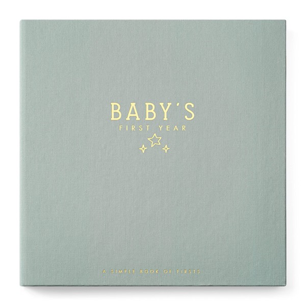 Lucy Darling Linen Covered Luxury Baby Memory Book - First Year Journal Album Photo Book To Capture Precious Memories - Keepsake Pregnancy Baby Record Book For Girl (Celestial Skies)