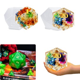 JEYUQAXY Large Silicone Polyhedral Dice Molds 2 Styles with D20, and D12 Silicone Resin Casting DND Dice Molds for Resin DIY Resin, Dice, Jewelry, Candles, Crafts Board RPG Games