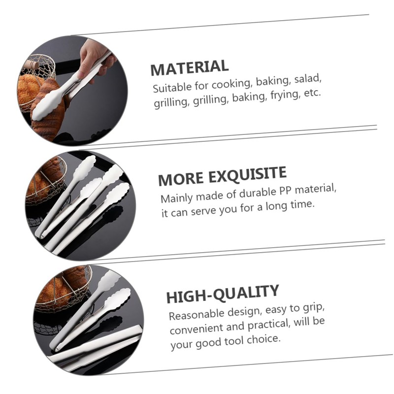 NOLITOY 2pcs Stainless Steel Food Clips Sturdy Barbecue Clamp Steak