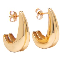 Silver Smile – 18k Gold Vermeil Curved Teardrop Studs over Sterling Silver| Hypoallergenic| Attractive Design Earring Jewelry for Women |Ideal Pick