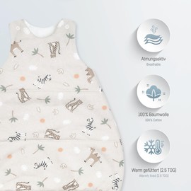 Julius Zöllner Neo Sleeping Bag with Warm Filling 2.5 Tog, Washable at 60°C, Made in Germany, Oeko-Tex Standard 100, Savannah Beige, Size 50/56