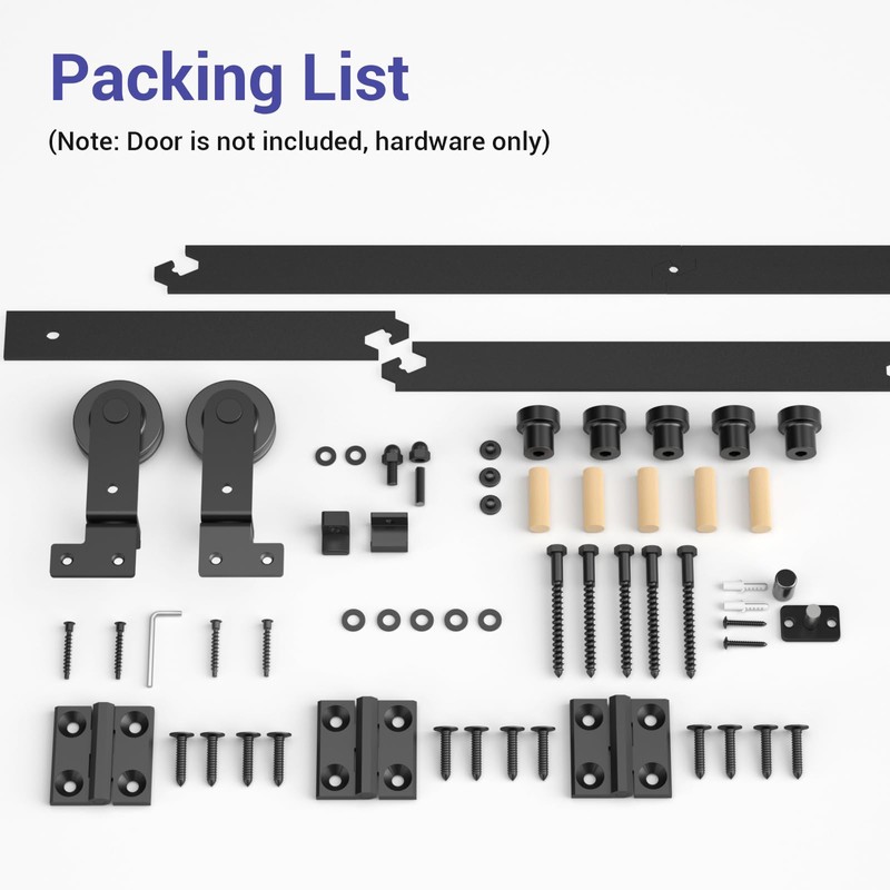 CCJH 36" Bi-Folding Sliding Barn Door Hardware Kit for 2