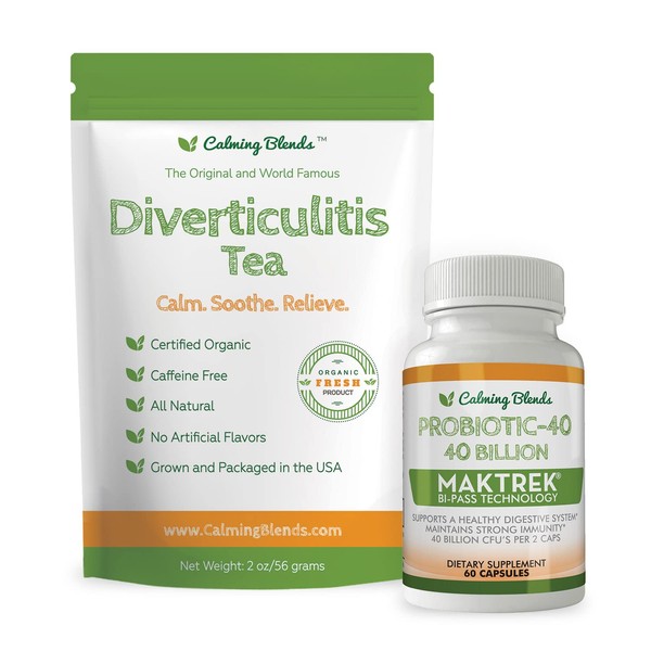 CALMING BLENDS Diverticulitis Tea and Probiotic (40 Billion CFU per