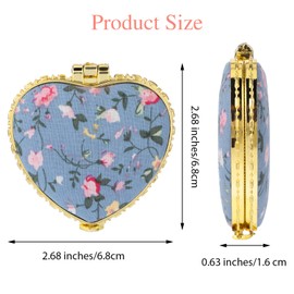 YUXIANLB 2 Pcs Compact Mirror for Purse, Vintage Double-Sided Flower Makeup Mirrors Portable Trave Cosmetic Mirror for Women Girls, Heart Folding Mini Handheld Mirror for Pocket (Pink, Blue)