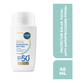 Protector Solar Facial NIVEA SUN Fluido Diario Derma Skin Clear Con Niacinamida Anti-Imperfecciones Fps50+, Acabado Seco 40Ml