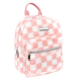 Jessica Simpson Mini Plush Tablet Backpack for Women for Work, College, Commuting, Travel (Shortcake Checkerboard)