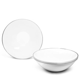 " OCCASIONS " 40 Piece Plates Pack, Disposable Wedding Party Plastic Bowls (16oz Soup Bowl, Bali in White & Silver)