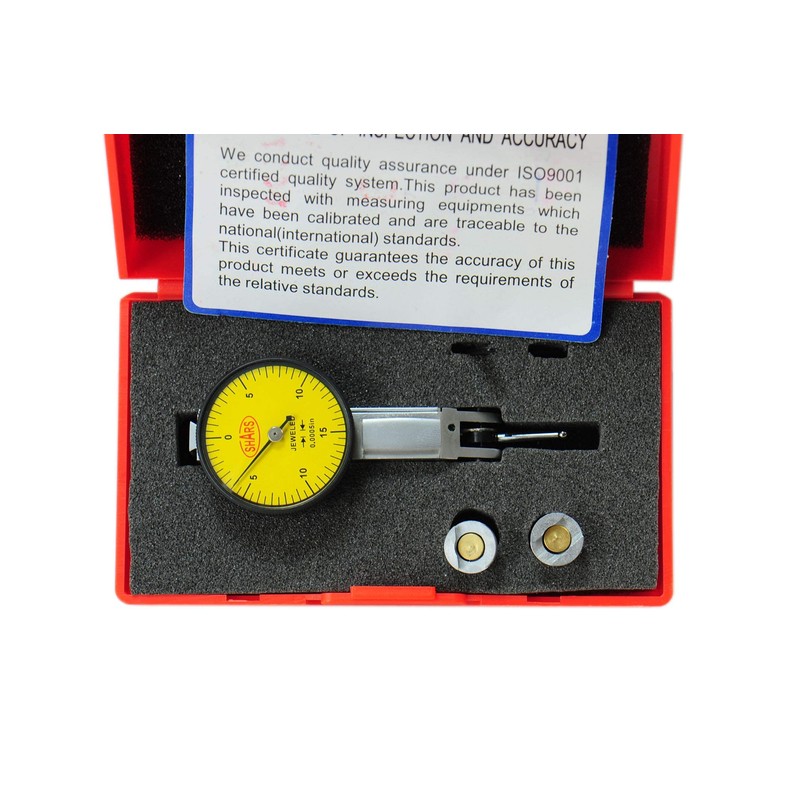 Shars .030" x .0005" Dial Test Indicator in Fitted Case,Yellow