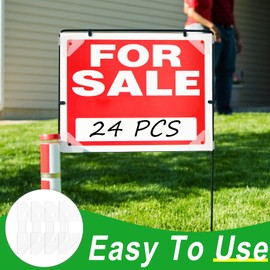 Ctosree 24 Pcs Banner Grommet Tabs Banner Clips Hanging Heavy Duty Adhesive Hanger for Posters Signs Hanging Retail Display Supplies