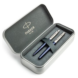 Parker Jotter Fountain Pen & Ballpoint Pen Gift Set | Royal Blue CT | Medium Nib | Luxury Metal Gift Box Included