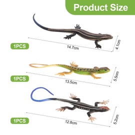YSJCHEBS Pack of 3 Simulated Lizards, Fake Lizard Toy, Reptile Toy, Colourful Plastic Model Ornaments, Prank Props, Children's Toy