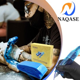 Tattoo Cord Covers Sleeves - NAQASE 125pcs Tattoo Clip Cord Cover Tattoo Pen Bags Tattoo Cord Sleeves Blue Clip Cord Covers Wrap