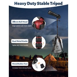 Tripod for Camera, 83" Camera Tripods & Monopods with Metal Handle, Professional Aluminum Tripods, Heavy Duty Tripod for DSLR Camera Lasers Spotting Scope Binoculars Telescope, Payload 35Lb