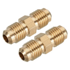 sourcing map Brass Tube Coupler, 1/4" Flare x 1/4" Flare Male Connector Pipe Coupling Fitting Union Gas Adapter for HVAC Air Conditioner, Pack of 4