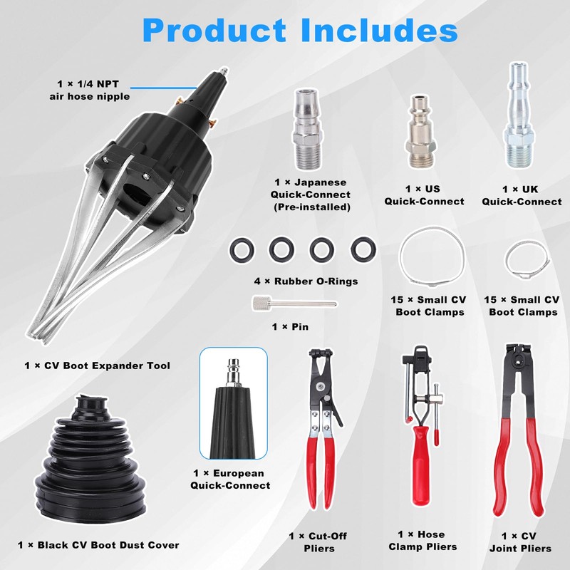 WODHMIEY Pneumatic CV Joint Boot Expander Tool Kit,Expander Rod Spreader