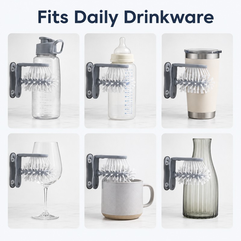 Sink Bottle and Glass Cleaning Brush for Drinkware - Suction