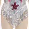 IWEMEK Sequin Sparkle Stars Fringes Bodysuit Leotard Rave Outfit for