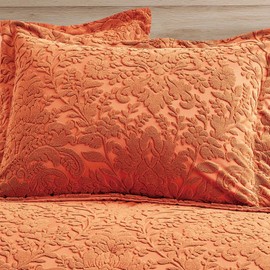 Sunshine Nicole Velvet Jacquard Comforter Set, Velvet Jacquard Face and Brushed Solid Microfiber Reverse, with Light Weight Soft Poly Fill, 3 Pieces Terracotta, Queen