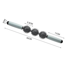 HENGBIRD Hedgehog Ball Massage Roller with Handle, 40 cm Fascia Stick with 3 Hedgehog Balls, Massage Roller with Nubs, Massage Roller, Muscle Roller for Back, Legs, Neck, Shoulder