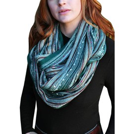 Anika Dali Women's Shimmer Sparkle Infinity Scarf- Festival Boho Bliss Fashion Scarf (Pine Frost Green)