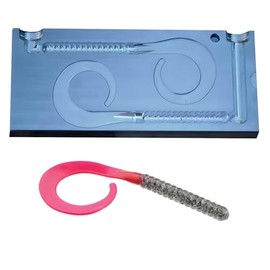 Circle B Tackle Do It Molds Aluminium CNC Premium Soft Plastiс Mold Lure Making Injection Molds Fishing Lures 7"" Ribbon Tail Worm - 2 Cavity, Silver